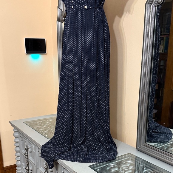 Vintage Jonathan Martin Size 14 Elegant Black Polka Dot Dress - Picture 6 of 12